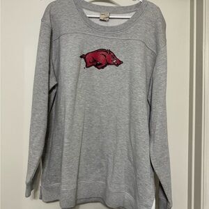 Arkansas Razorbacks - Gray Long Sleeve Top with Red Logo